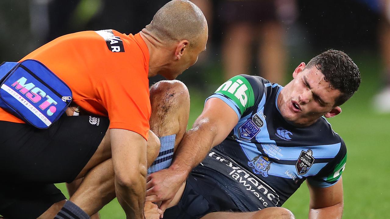 Nathan Cleary is predicted to miss up to six weeks with an ankle injury. (Photo by Cameron Spencer/Getty Images)