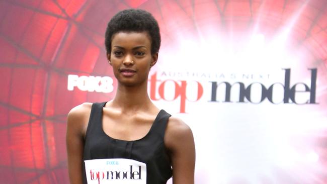 A younger Ms Mornyang, then 18, trying out for Australia’s Next Top Model at Chadstone Shopping Centre. Picture: News Corp