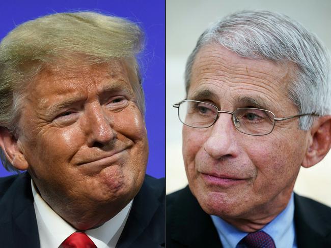 Mr Trump and Dr Fauci. Picture: AFP