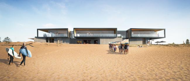 An artist's impression of the proposed Mona Vale surf club which has been released by Northern Beaches Council.