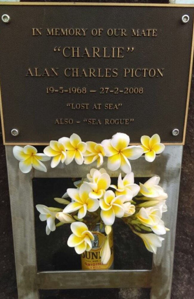 The Yamba trawler dock is home to this plaque in memory of Charlie Picton. Picture: Supplied