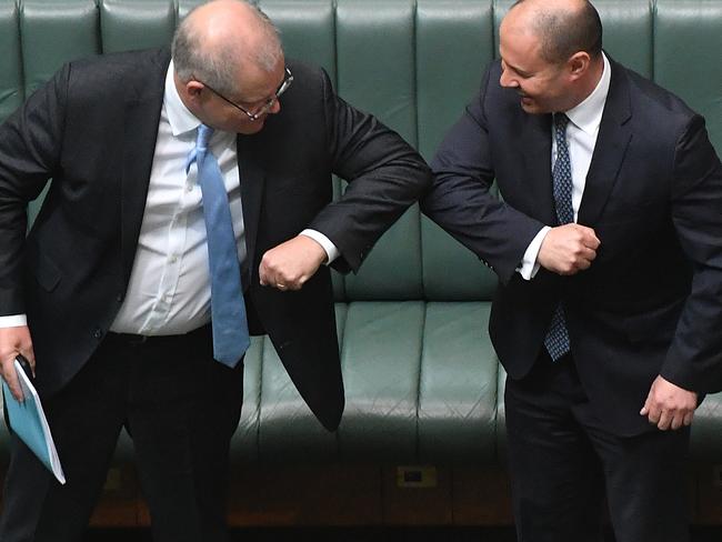 Prime Minister Scott Morrison with Treasurer Josh Frydenberg. Picture: Getty