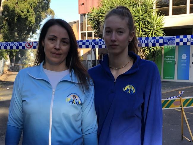 Academy of Acrobatics and Gymnastics International owner Agi Sajgal with her daughter Petra, 18, on Tuesday. Picture: Jim O'Rourke