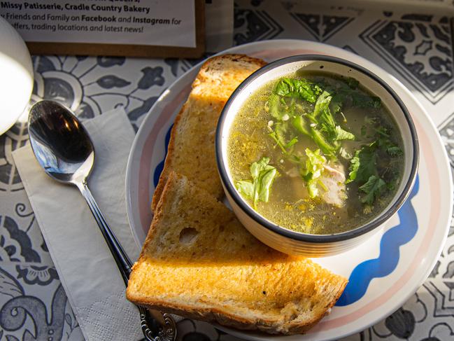 Little Amsterdam’s soup of the day is a healthy, warming combo of chicken, coriander, ginger and chilli. Picture: Linda Higginson