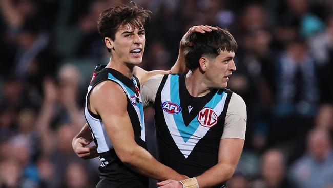 Connor Rozee and Zak Butters are still on the rise. Picture: James Elsby/AFL Photos via Getty Images