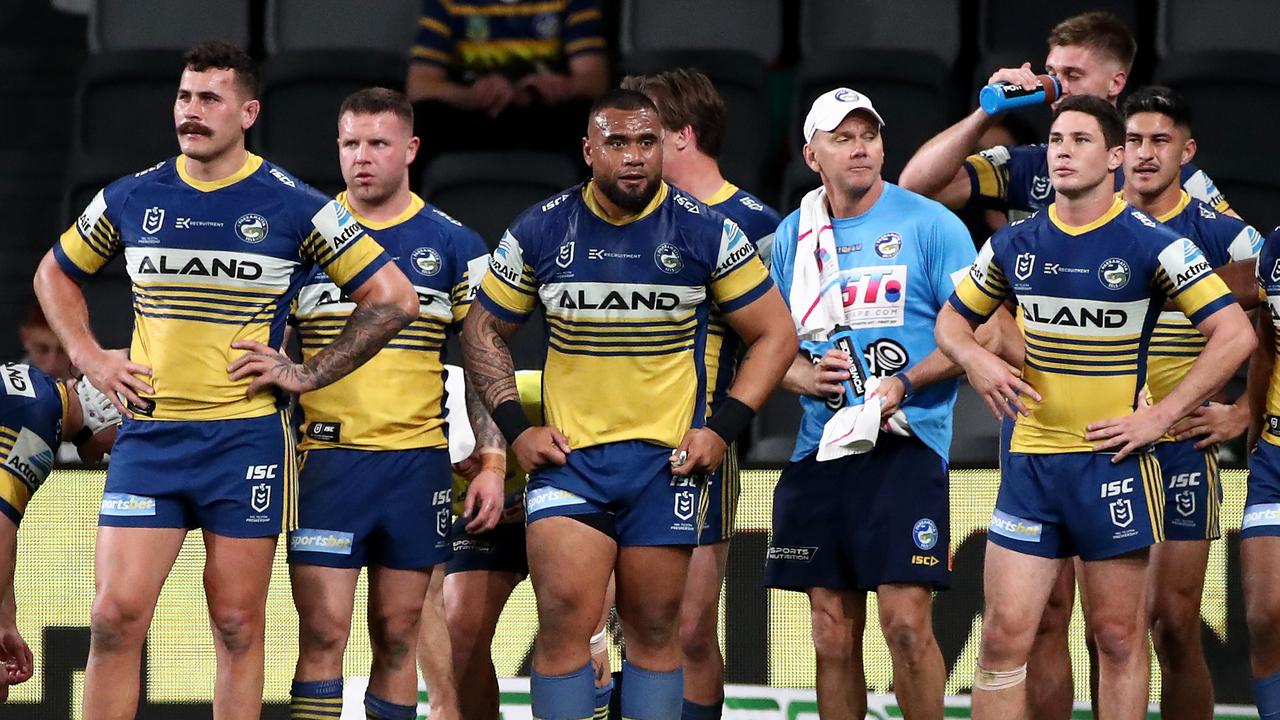The Eels were shown up by a superb Rabbitohs pack. (Photo by Cameron Spencer/Getty Images)
