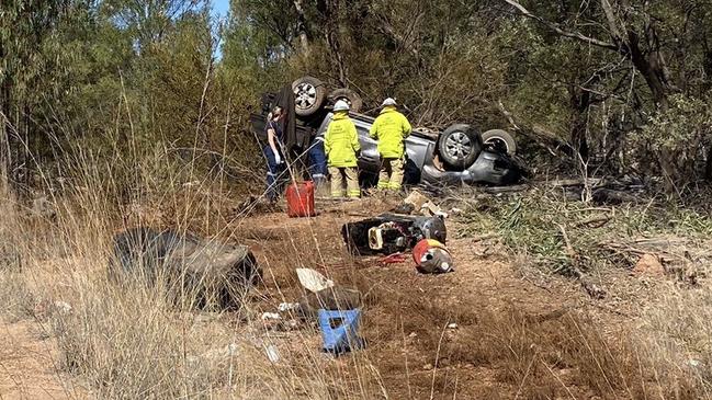 Emergency services attended a single vehicle rollover in Mt Coolon. Picture: RACQ CQ Rescue