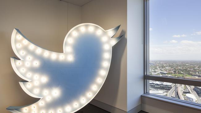 The "Hollywood Bird" sits in the corner of Twitter's Australia headquarters in Sydney.