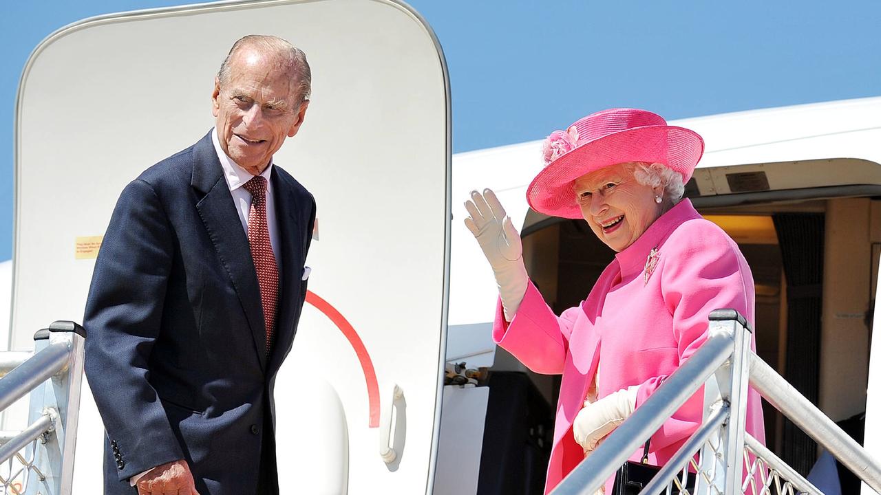 Queen Elizabeth II and Prince Philip board a plane on October 26, 2011 in Melbourne, Australia. Picture: Getty Images