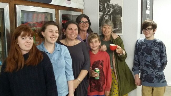 Willunga General Store owner Rachel Edwards and her family Holly, Alice, Rachel, Leo, Thia and Roman in the shop. Picture: Sarah Edwards