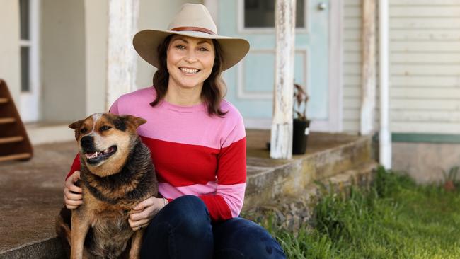 Stephanie Trethewey is on a mission to reduce isolation and improve mental health outcomes for rural mothers Australia-wide with her charity Motherland. Pictured at her farmhouse with her dog Lottie. Picture: Stephanie Dalton