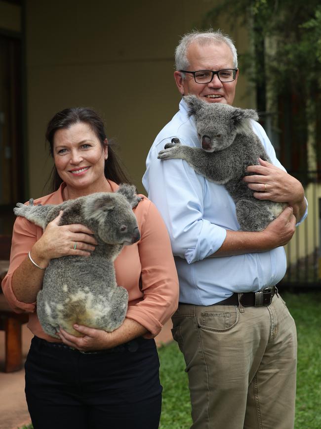 Morrison with wife Jenny at Australia Zoo. Picture: Annette Dew