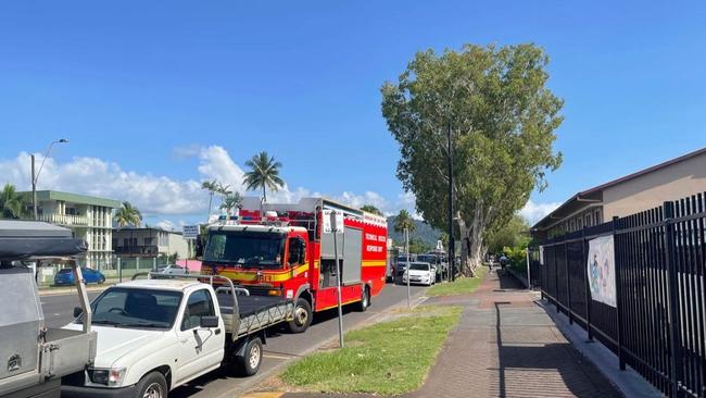 Fire crews have been called to Cairns State High School on Upward St, Cairns North. Picture: Andreas Nicola