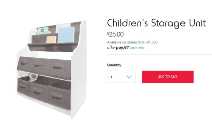 Kmart store kids storage