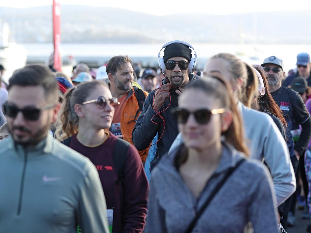 Walkers begin the 2019 Point to Pinnacle at Wrest Point. Picture: LUKE BOWDEN