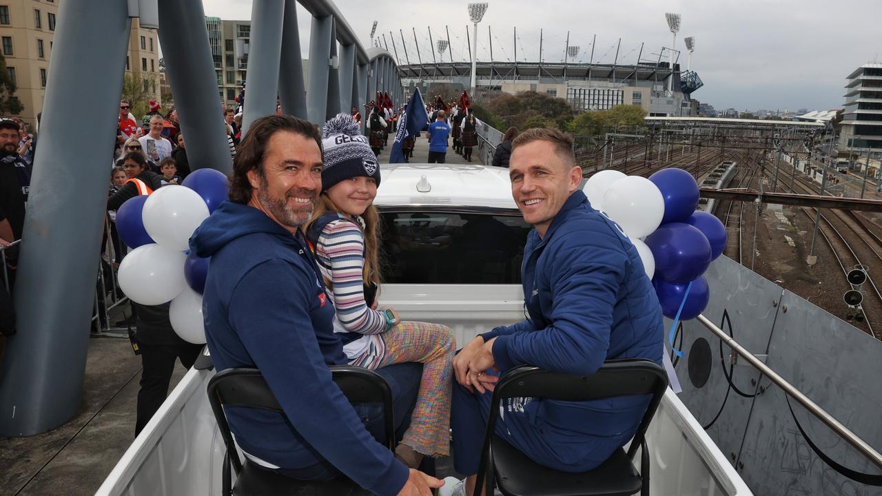 Chris Scott and Joel Selwood. Picture: Mark Stewart