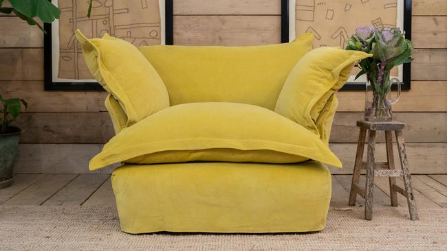 Maker&amp;Son English Mustard Corduroy Song armchair for Mansions Magazine