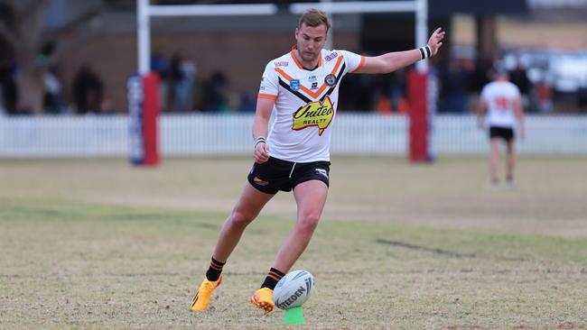 Mitchell Brasington kicked The Oaks to a draw at Mittagong. Picture: Steve Montgomery