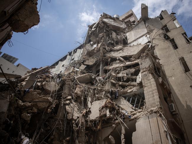 Site of the Israeli strike that killed top Hezbollah commander Fuad Shukr who was killed along with one of his wives, two children, and two other women. Picture: Chris McGrath/Getty Images