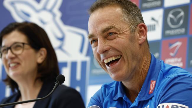 Alastair Clarkson speaks to the media after agreeing to coach North Melbourne in a five-year deal.