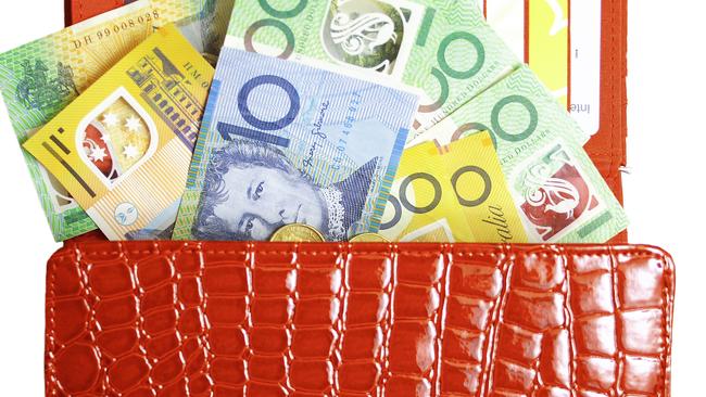 Red wallet and Australian cash. Picture: iStock.