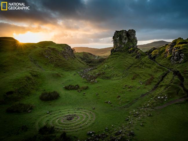 Glen le Féerique ... During my trip in Scotland, this shot was one of my first objective. I spent a lot og hours and days to get it. The sign on left down corner is a celtic spiral. It representtravel from the inner life to the higher spirit form. To the ancient people of Ireland it represented the sun and its cosmic energy. Picture: Fabrice Petruzzi/2016 National Geographic Nature Photographer of the Year