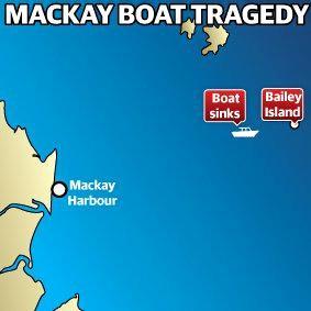 A man has died after the boat he was on sank off the Mackay coast near Bailey Island. Picture: Graphic