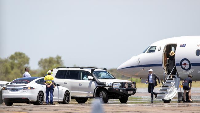 Prime Minister Anthony Albanese arrives in Alice Springs as the town battles major social issues. Picture: Liam Mendes / The Australian