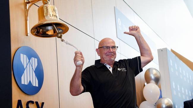 Nuix boss Rod Vawdrey ringing the ASX bell at the tech group’s public debut in 2020. Picture: Bianca De Marchi