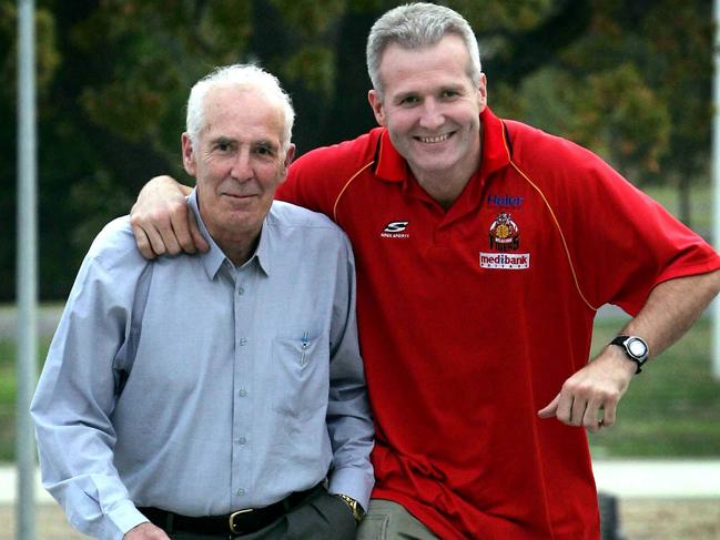 Australian basketball legends Andrew Gaze and his father Lindsay.