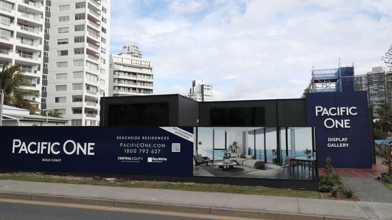 The Pacific One Gold Coast showroom and site in Frederick St Surfers Paradise after the tower was canned. Picture: Glenn Hampson