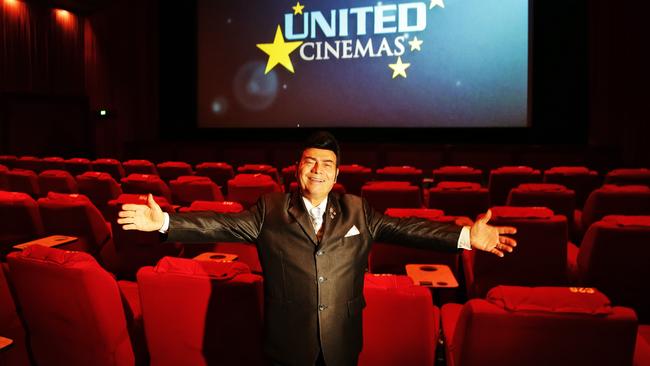 Cinema owner Roy Mustaca at his beloved cinema in Warriewood. Picture: Braden Fastier