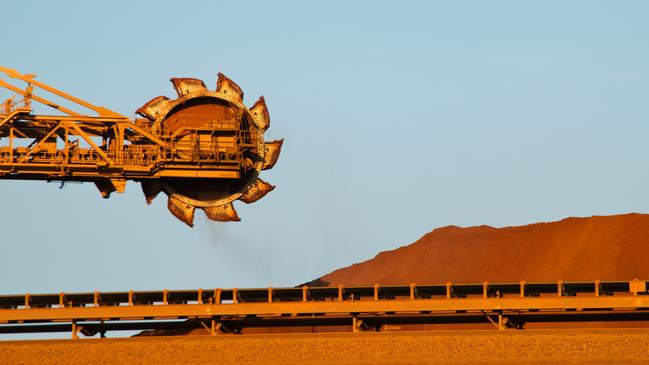 An iron ore loadrer at Port Hedland in Western Australia.