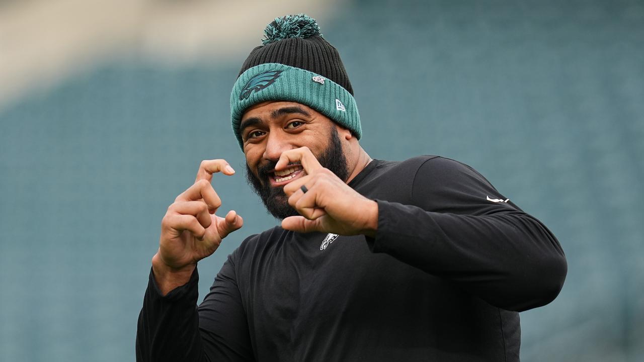 Sydney product Jordan Mailata will line up for the Philadelphia Eagles in his second Super Bowl. Picture: Mitchell Leff/Getty Images