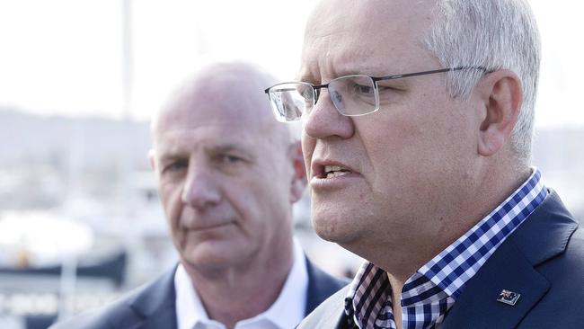 Peter Gutwein and Scott Morrison pictured together years after their GST clash. Picture Chris Kidd