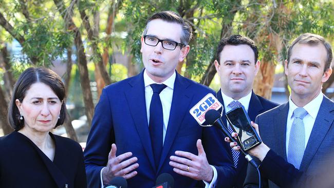 NSW Premier Gladys Berejiklian, Treasurer Dominic Perrottet, Penrith MP Stuart Ayres and Education Minister Rob Stokes.