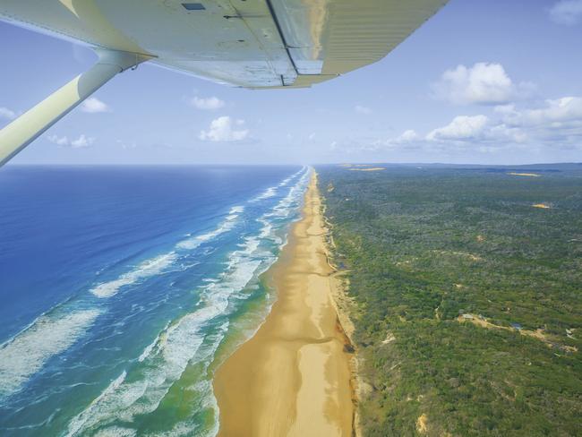 75 Mile Beach aerial Fraser Island