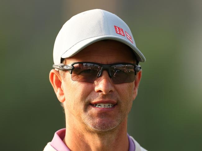 DUBAI, UNITED ARAB EMIRATES - JANUARY 17: Adam Scott of Australia smiles on the 13th hole on day two of the Hero Dubai Desert Classic at Emirates Golf Club on January 17, 2025 in Dubai, United Arab Emirates. (Photo by Andrew Redington/Getty Images)