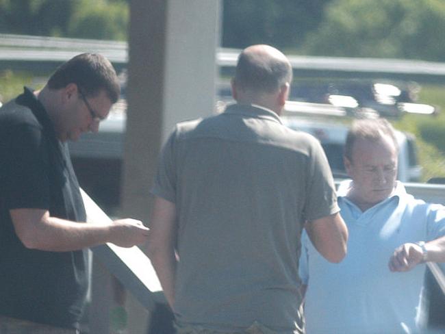 A Police surveillance photo showing Ronald Haklander, left, Peter Dekker and James Kinch. Picture: Supplied