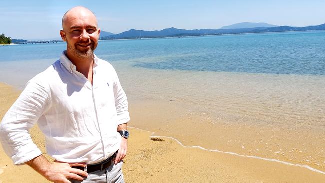 Mayfair 101 founder James Mawhinney on Dunk Island.