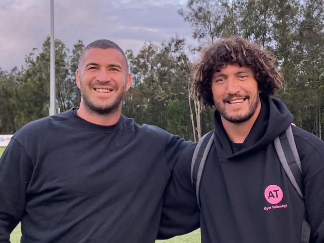 Joel Thompson and Kevin Proctor are on the cusp of delivering Currumbin Eagles a historic 2024 Rugby League Gold Coast premiership. Picture: Mitch Bourke.