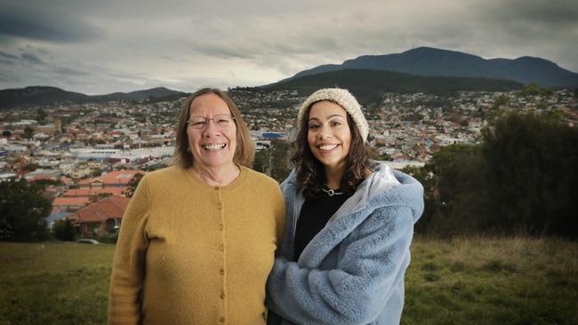 Heather Sculthorpe and her daughter Nunami Scluthorpe-Green were part of the announcement of the palawa kani name for Hobart, nipaluna. Picture: MATHEW FARRELL