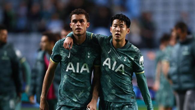 Skipper Son Heung-Min (right) will be crucial to Spurs’ trophy hopes. (Photo by Darren Staples/AFP)