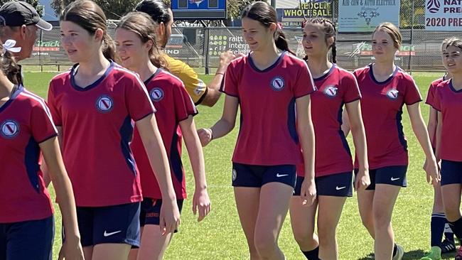 Brisbane SHS players prepare for the match.