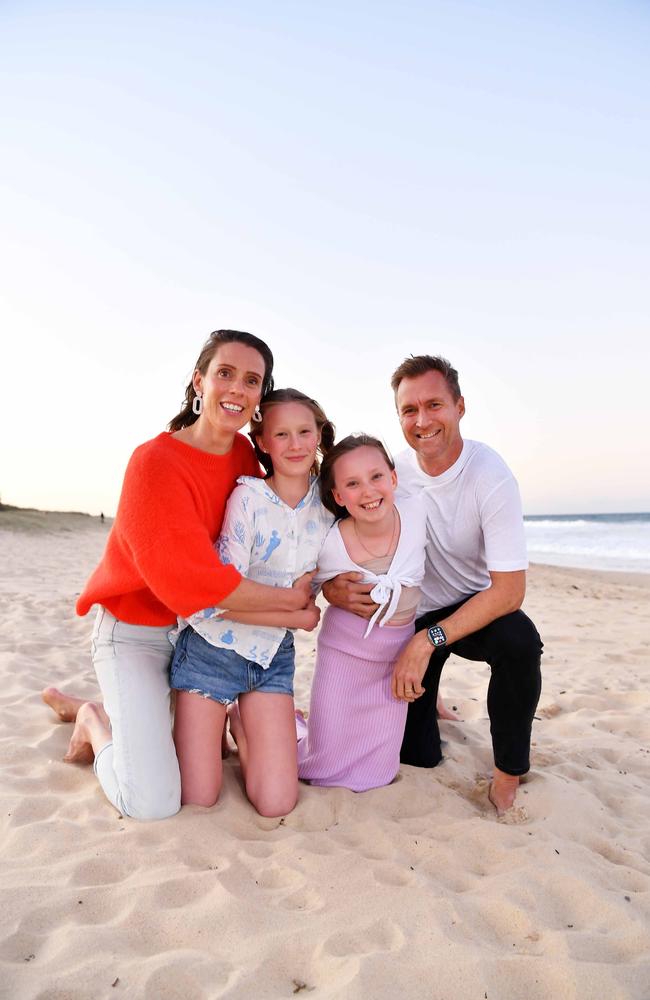 Ellie Degraeve with her family Grace, Harper and husband Murray Richards. Picture: Patrick Woods.