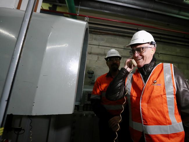 Prime Minister Malcolm Turnbull during a visit to Snowy Hydro in Cooma. Picture: Alex Ellinghausen