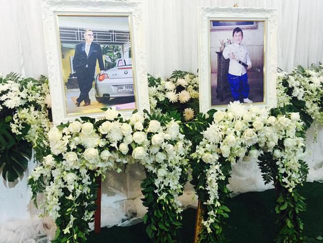 A floral memorial for Andrew and his son Jason.