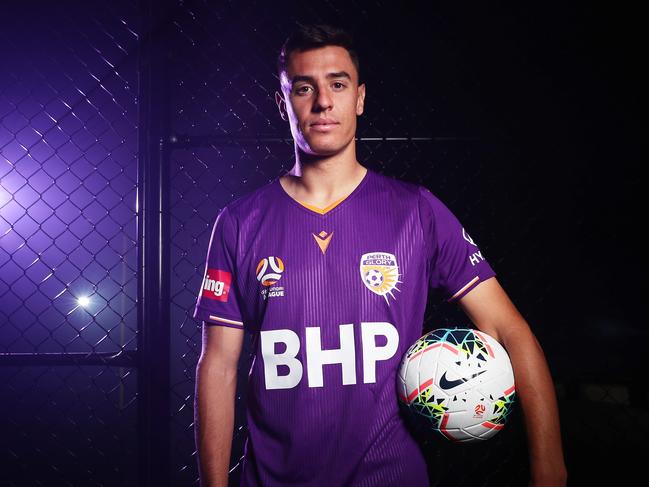 SYDNEY, AUSTRALIA - OCTOBER 08: Chris Ikonomidis of the Perth Glory poses during the A-League 2019-20 A-League season launch at Max Watts on October 08, 2019 in Sydney, Australia. (Photo by Matt King/Getty Images)