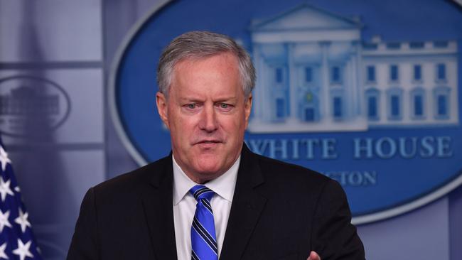 White House Chief of Staff Mark Meadows at a press briefing. Picture: AFP.