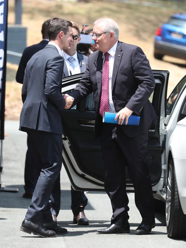 PM Scott Morrison at the Brothers Rugby Club last year.